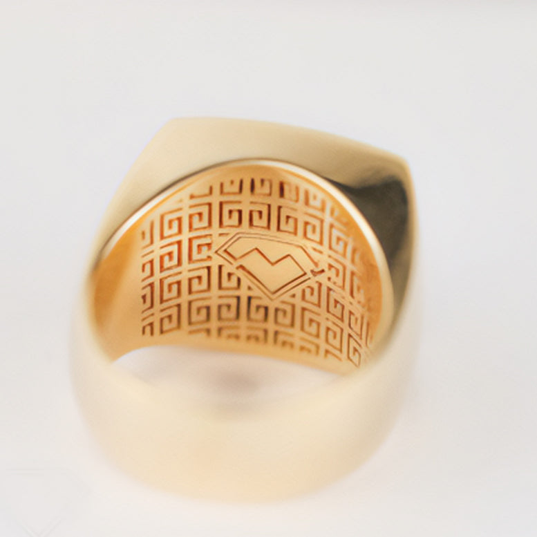 Modern Square Half Sovereign Ring With Diamonds