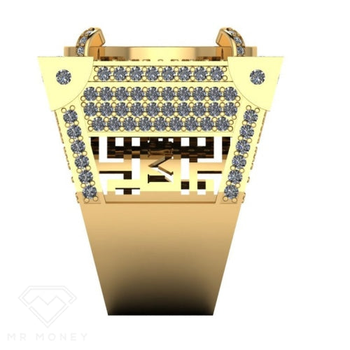 Limited Edition 9Ct Gold Diamond Full Sovereign Boss Ring 1/20 Rings