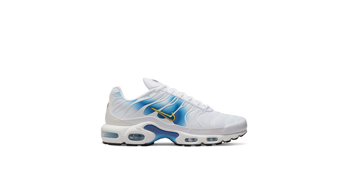 NIKE AIR MAX PLUS SPRAY PAINT SWOOSH WHITE BLUE
