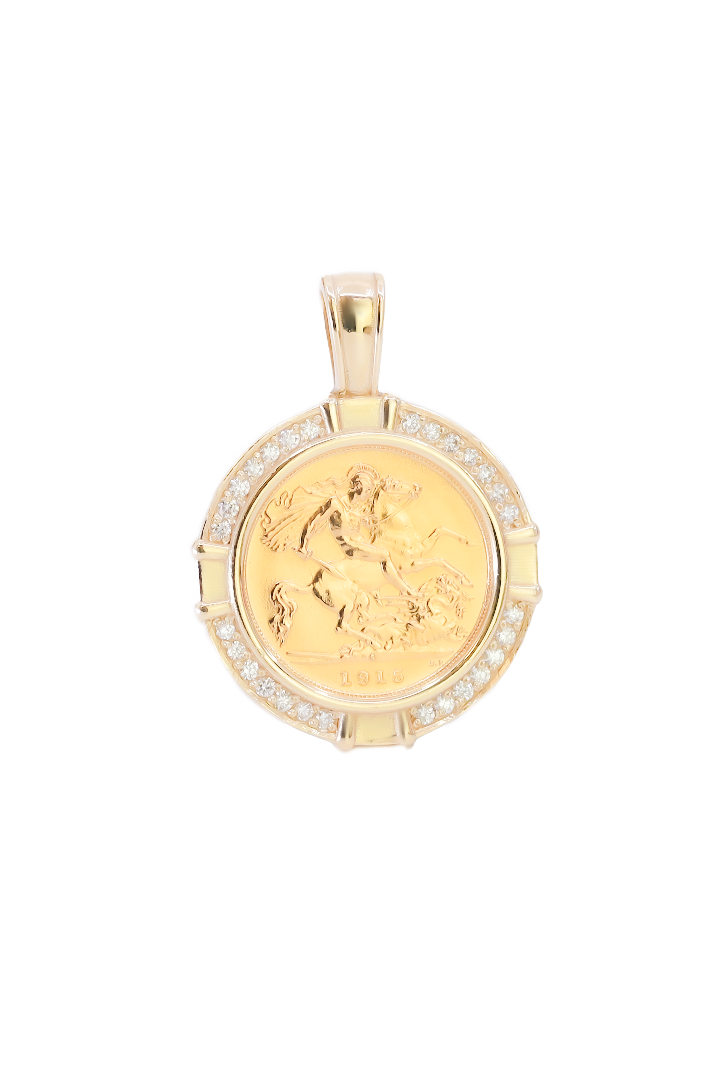 Half Sovereign Diamond Pendant