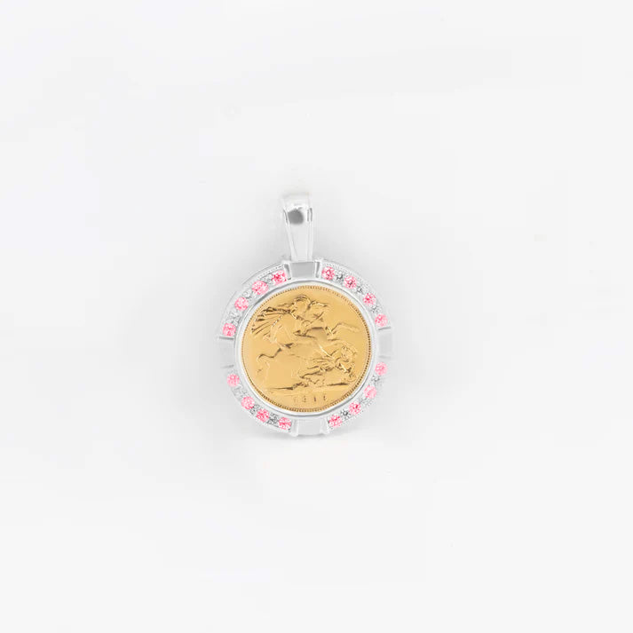 Half Sovereign CZ Pendant plus chain