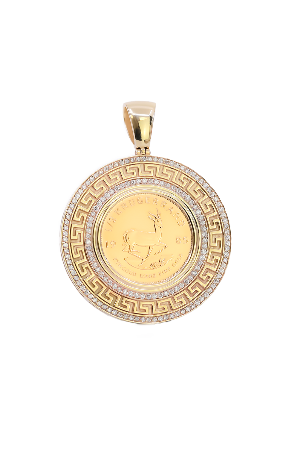 Large Krugerrand Pendant 1/2 OZ With Diamonds