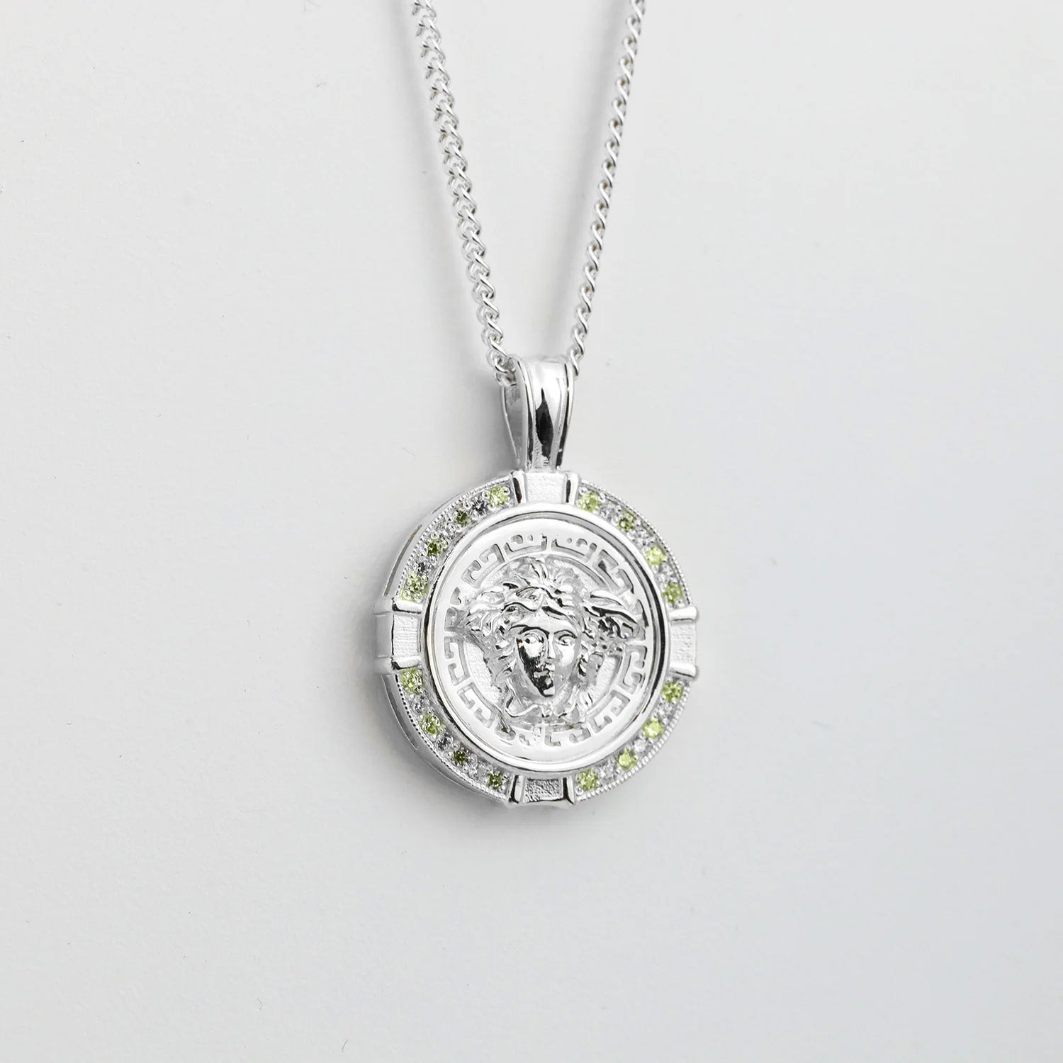 Sterling Silver CZ Frame Medusa Pendant + Chain (combo)