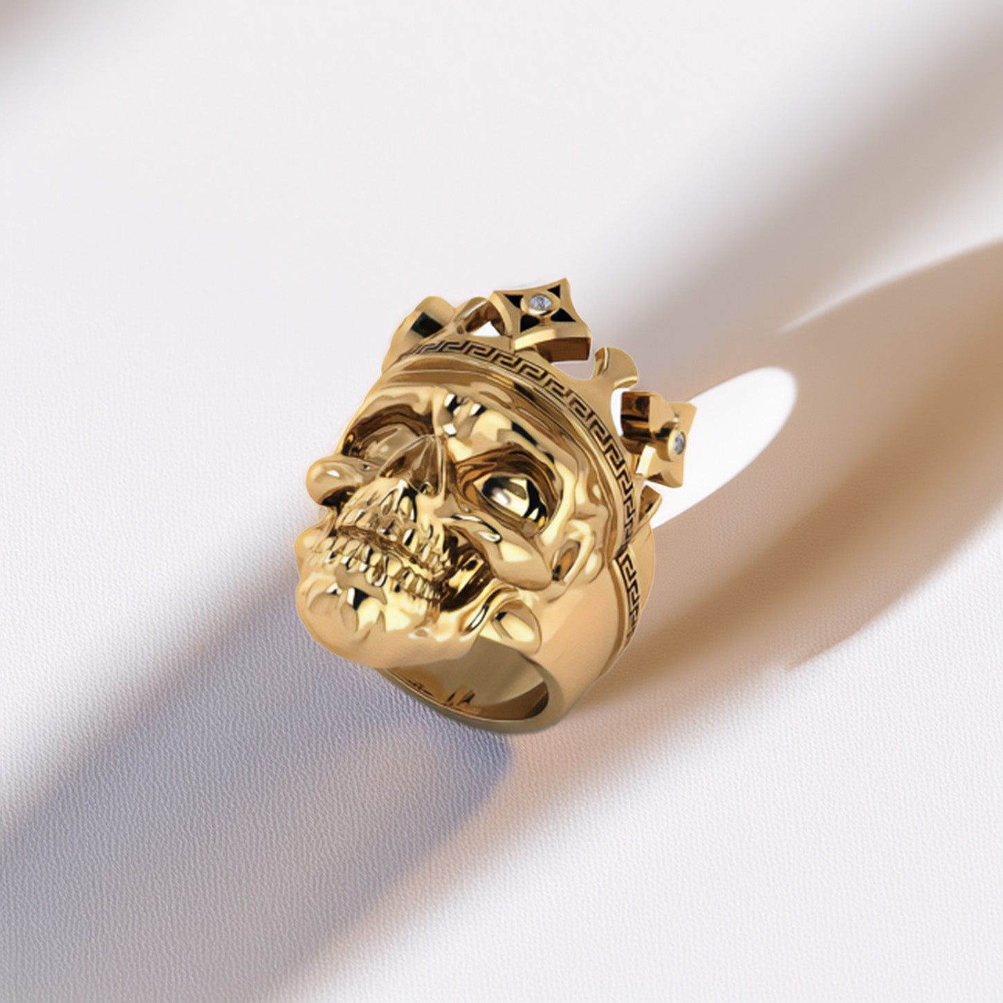 LIMITED EDITION 9CT SKULL KING RING WITH DIAMOND CROWN