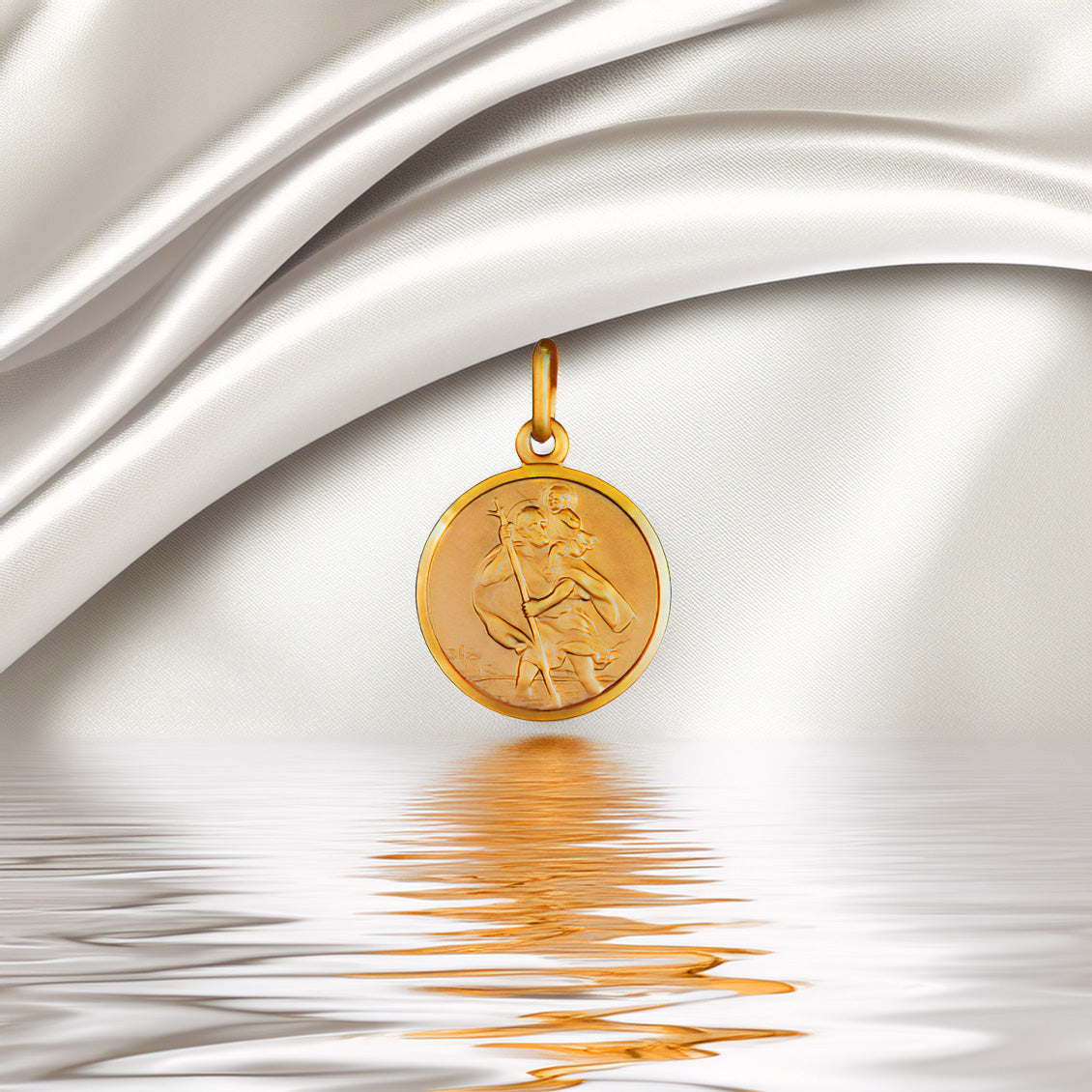 Saint Christopher 9ct Gold 18mm Round Pendant