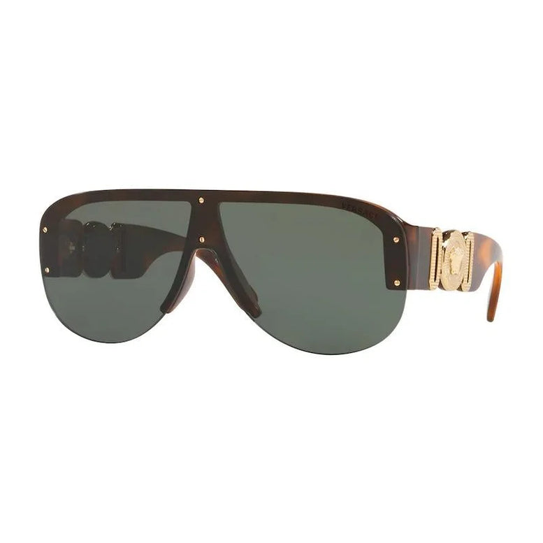 Versace Flat Frame Havana Oval Medusa Temple Sun Glasses