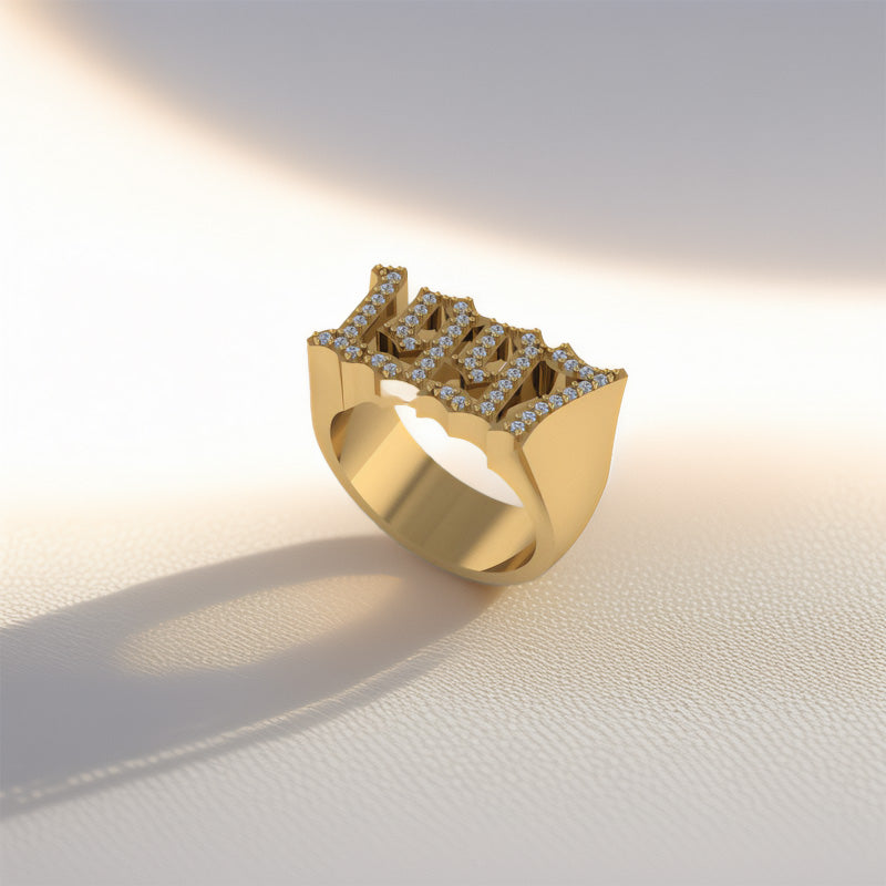 Year 9ct Gold Ring With Diamonds