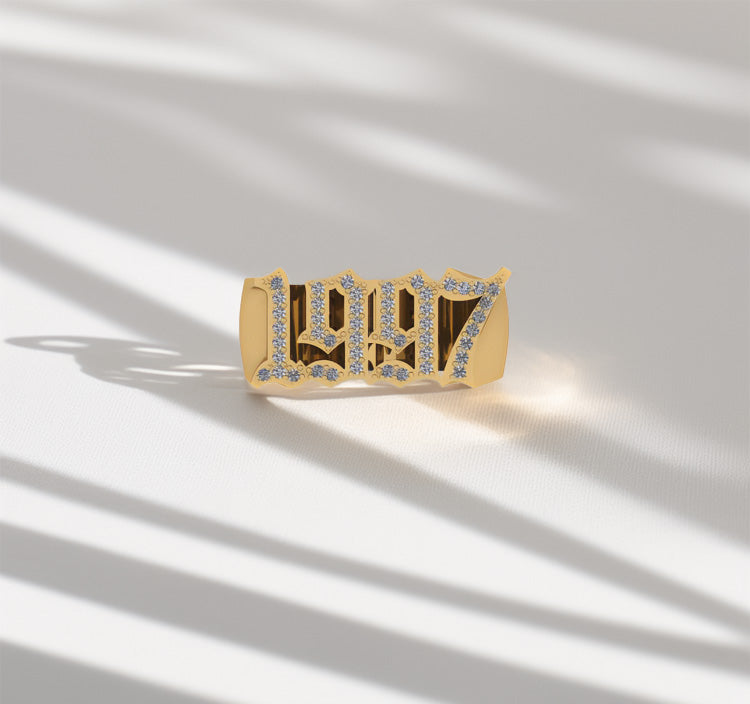 Year 9ct Gold Ring With Diamonds