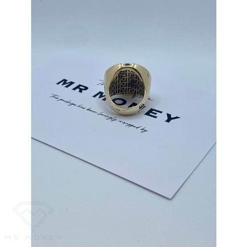 9Ct Gold Double Diamond Bezel Mount Half Sovereign Ring Rings