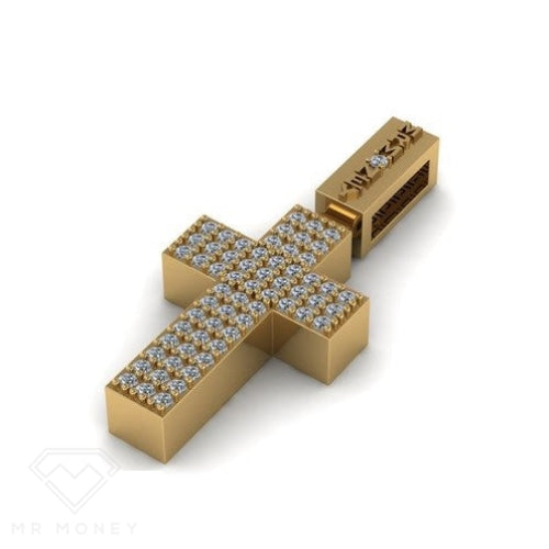 9Ct Gold & Diamond Money Ice Cross Pendant Charms Pendants