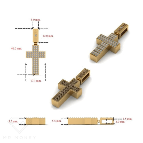9Ct Gold & Diamond Money Ice Cross Pendant Charms Pendants