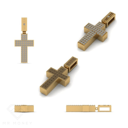 9Ct Gold & Diamond Money Ice Cross Pendant Charms Pendants