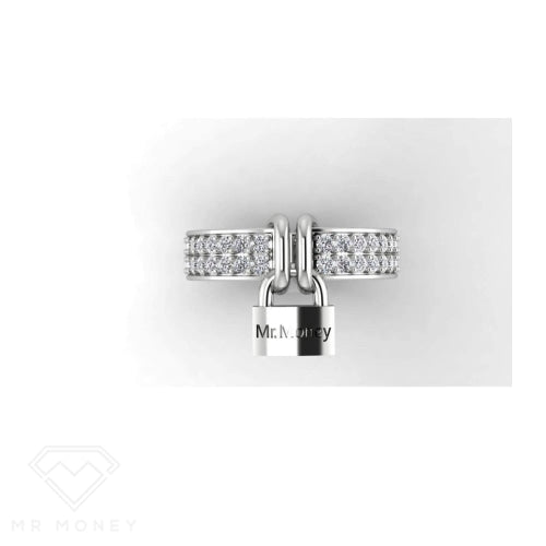 Mr Money Padlock 9Ct White Gold Diamond Ring Rings