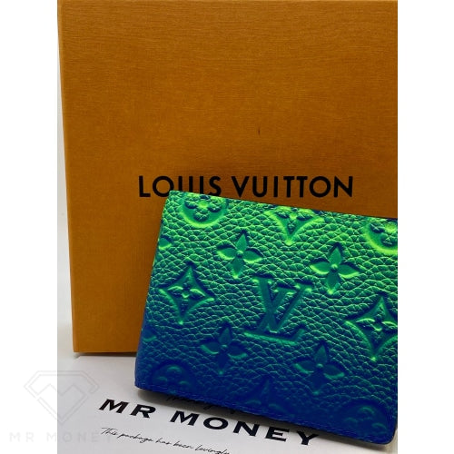 Authentic Louis Vuitton Silver Mirror Slender Wallet LV Monogram billfold  Virgil