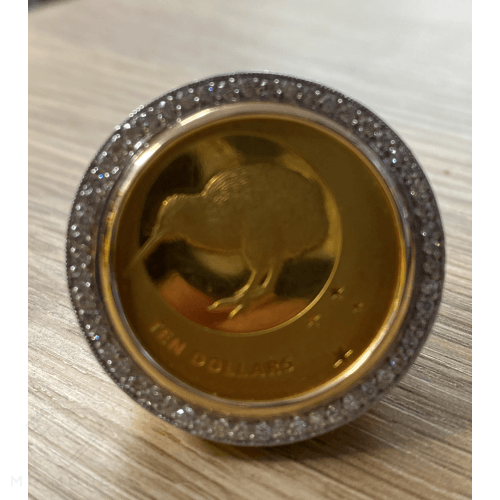 22Ct Gold Kiwi Coin Diamond Ring Ring
