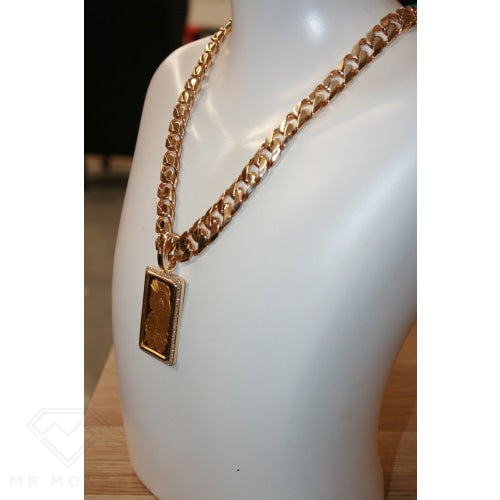 9Ct Gold Diamond Fortune Ingot Pendant Charms & Pendants