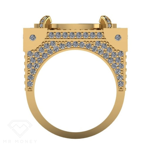 Limited Edition 9Ct Gold Diamond Half Sovereign Boss Ring 1/20 Rings