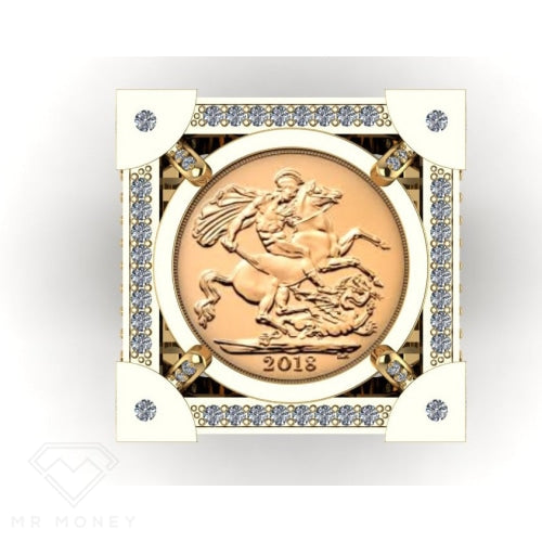 Limited Edition 9Ct Gold Diamond Half Sovereign Boss Ring 1/20 Rings