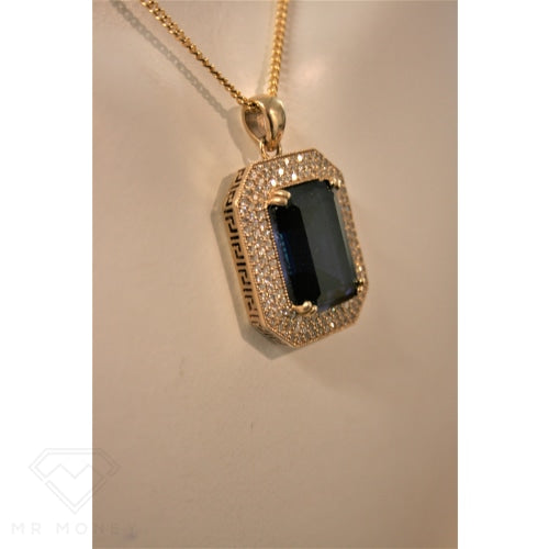 9Ct Gold Sapphire & Diamond Pendant Claw Bead Set Charms Pendants