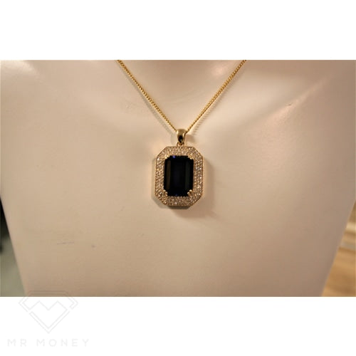 9Ct Gold Sapphire & Diamond Pendant Claw Bead Set Charms Pendants