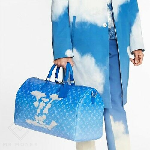 Louis Vuitton Keepall Bandouliere Clouds Monogram 50 Blue Handbags