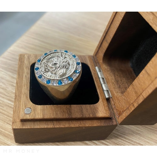 Sterling Silver Cz Medusa Ring Baby Blue Stones Rings