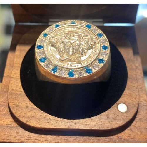 Sterling Silver Cz Medusa Ring Baby Blue Stones Rings