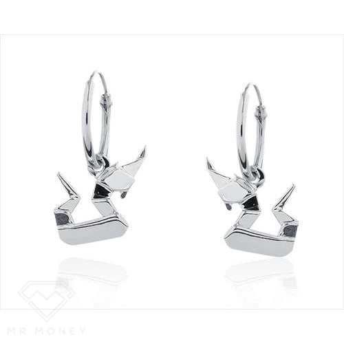 Sterling Silver Origami Naga Part Ii Hoop Earrings