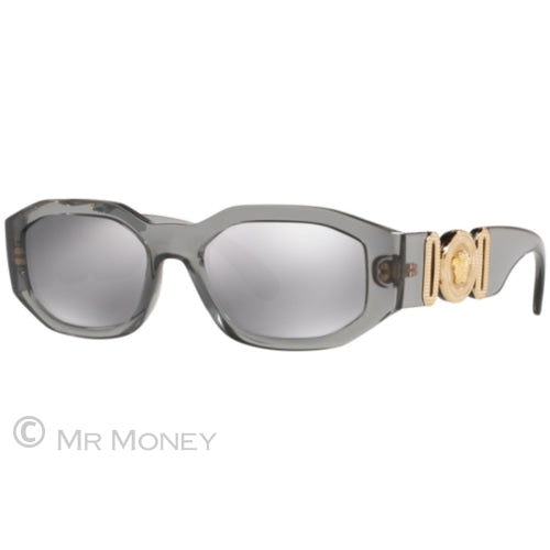 Versace Oval Medusa Temple Glasses Biggie Transparent Grey Sunglasses