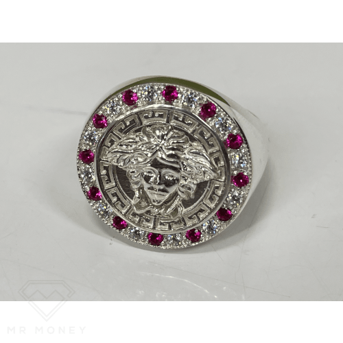 Sterling Silver Cz Medusa Ring Red Stones Rings