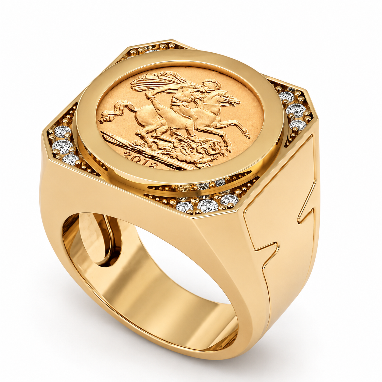 007 Half Sovereign Gold Diamond Ring