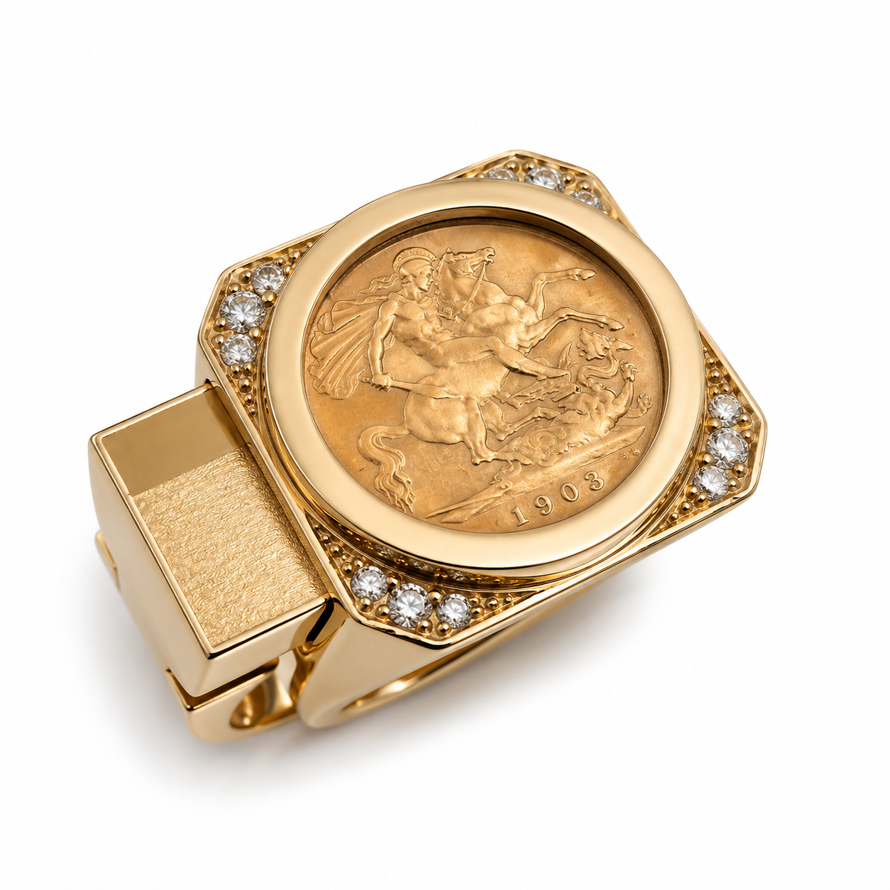 007 Half Sovereign Gold Diamond Ring