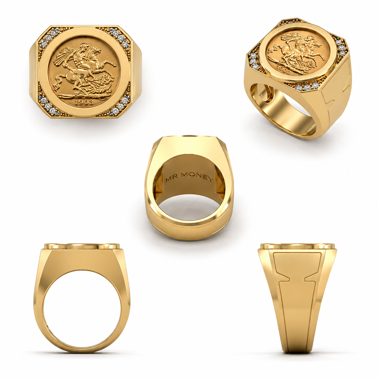 007 Half Sovereign Gold Diamond Ring
