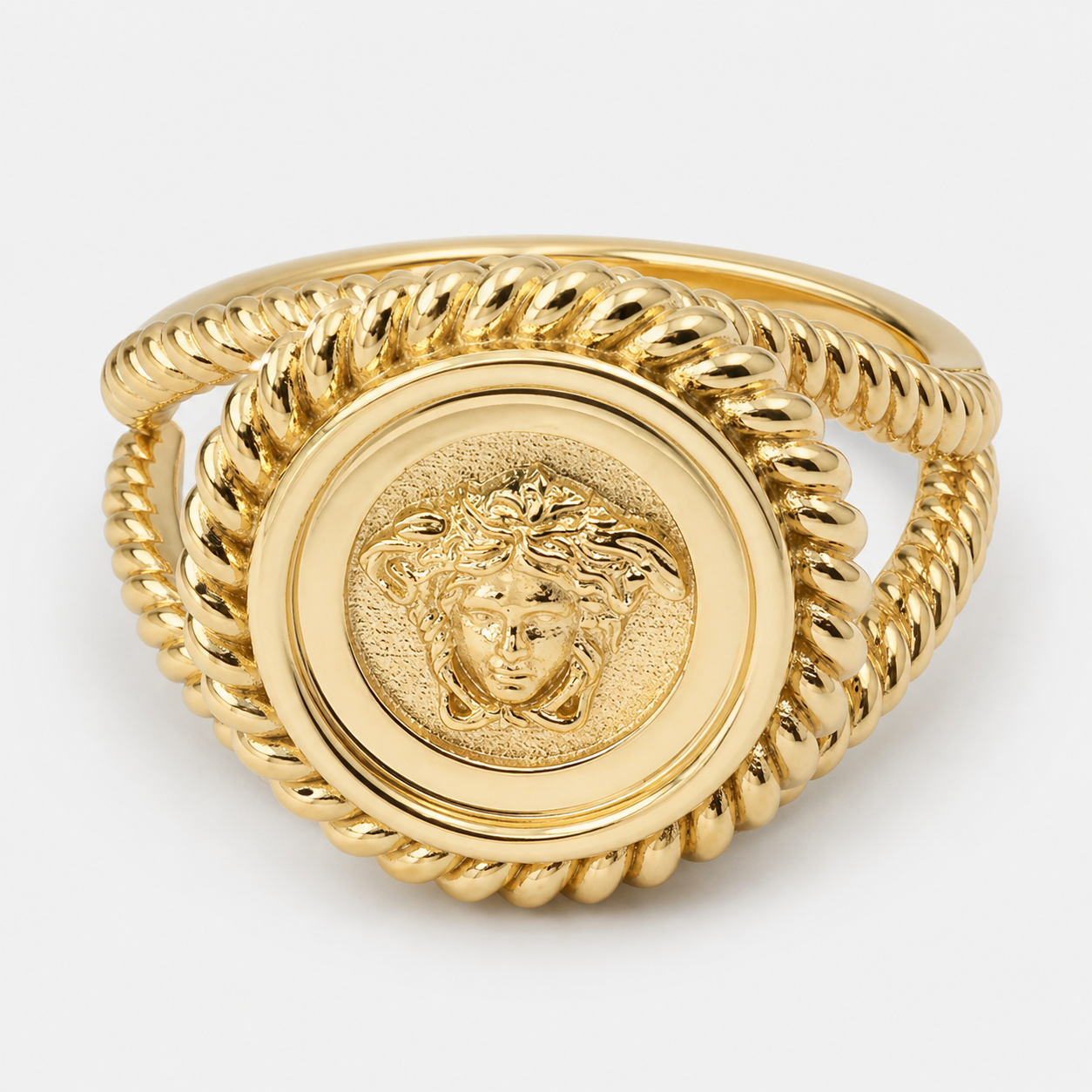 Professional studio product photo of 9ct Gold Mythology Medusa Twist Women's Ring on white background