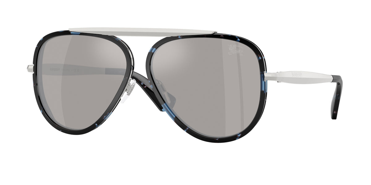 Burberry BE3176 Blue Havana Light grey mirror silver sunglasses