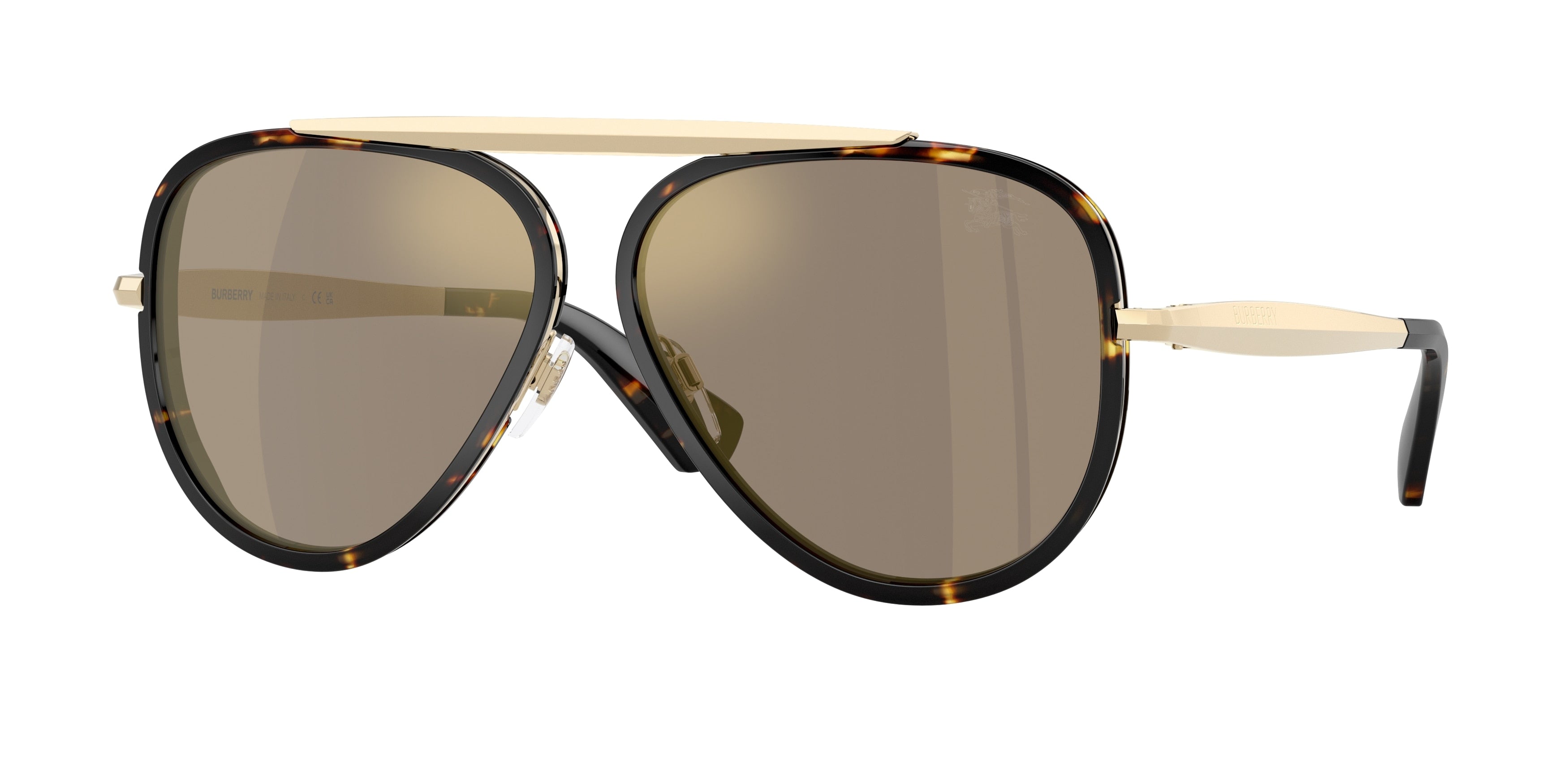 Burberry BE3176 Yellow Havana Light brown mirror gold sunglasses