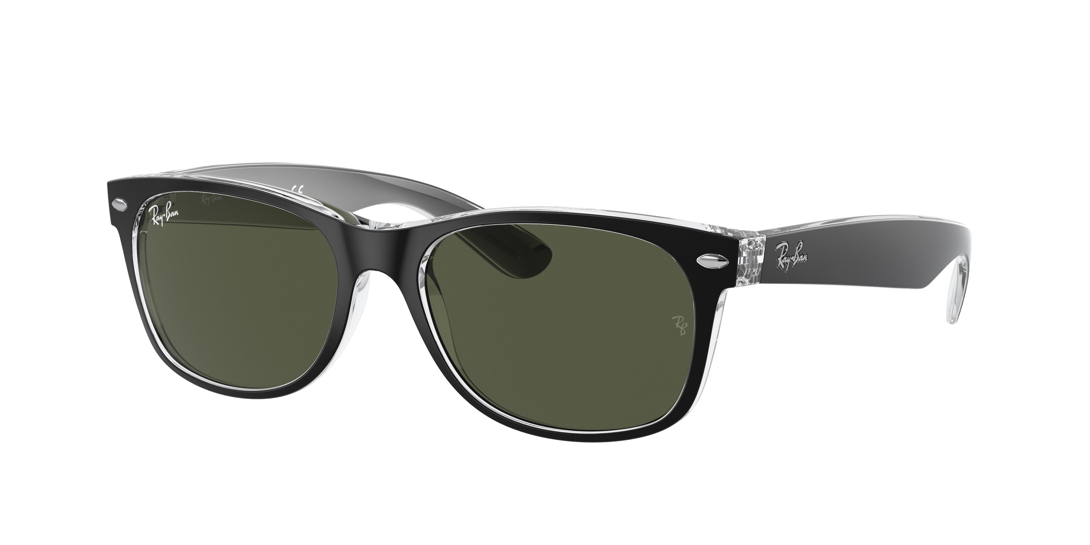 Ray-Ban RB2132 New wayfarer Sunglasses - Black On Transparent / G-15 green