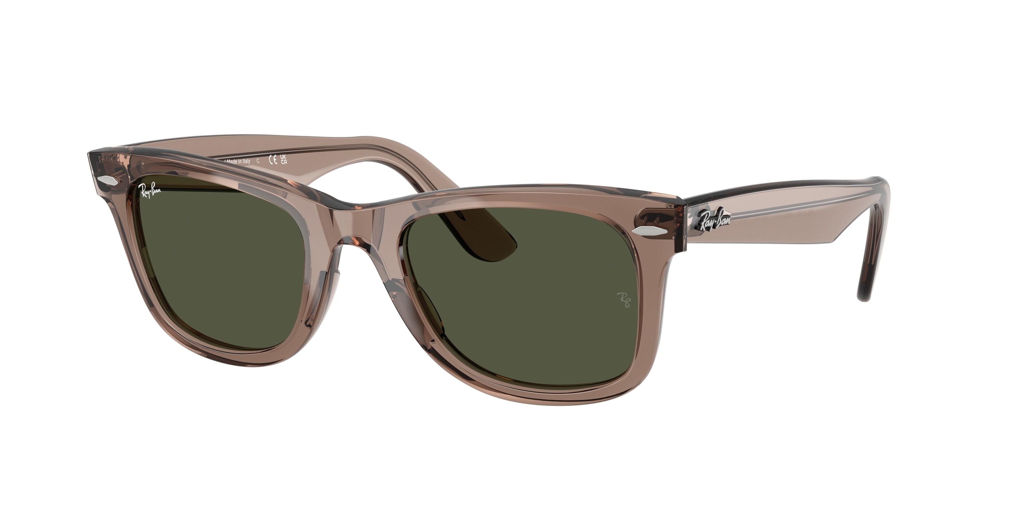 Ray-Ban RB2140 Wayfarer Sunglasses - Transparent Light Brown / Crystal green