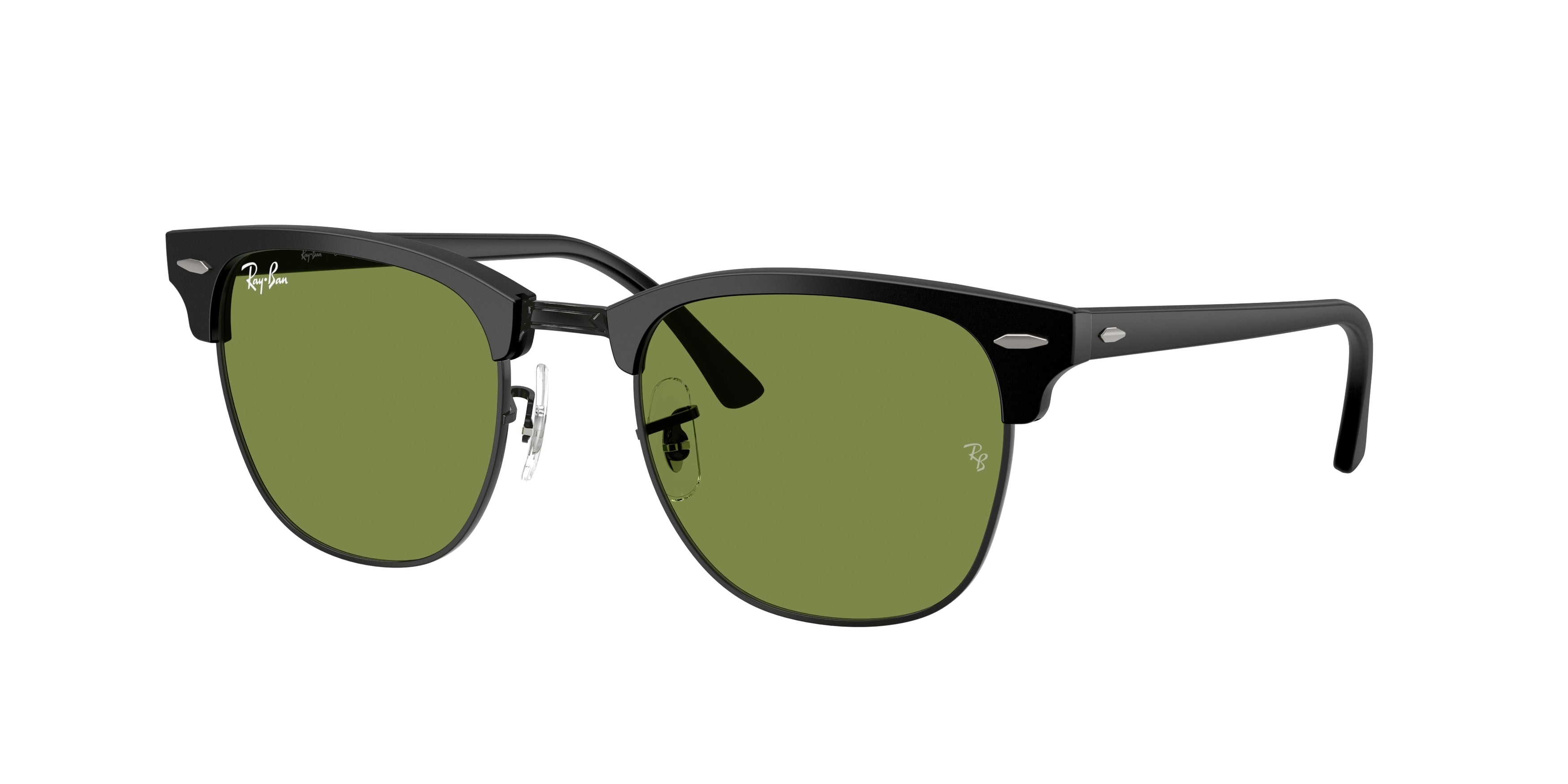 Ray-Ban RB3016 Clubmaster Sunglasses - Matte Black On Black / Green