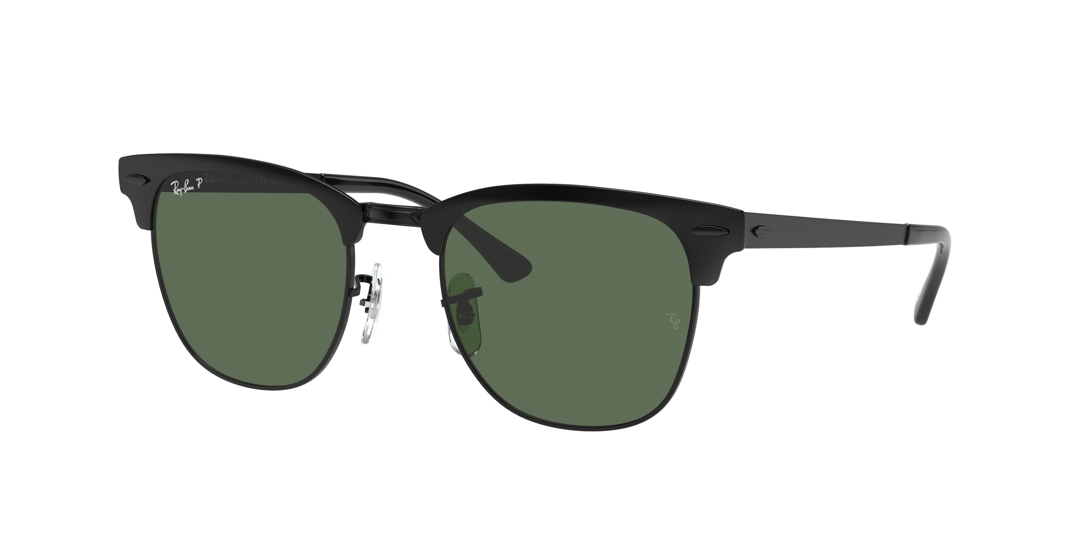 Ray-Ban RB3716 Clubmaster metal Sunglasses - Black / G-15 green polarised