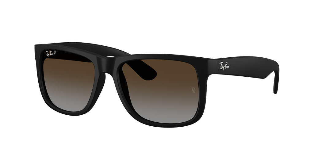 Ray-Ban RB4165 Justin Sunglasses - Rubber Black / Polarized light grey gradient brow