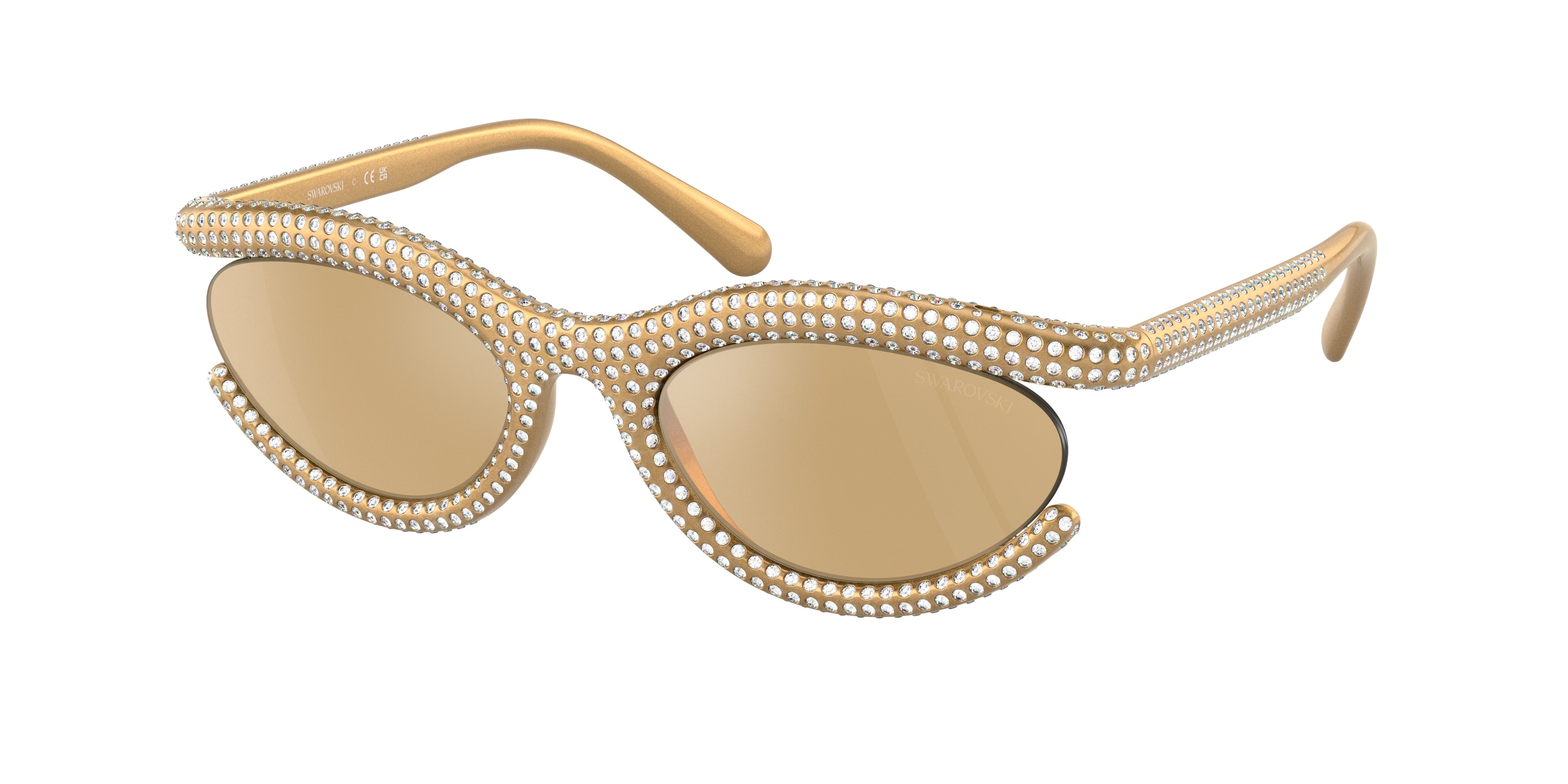 Swarovski SK6006 Sunglasses - Gold / Light yellow mirror silver internal