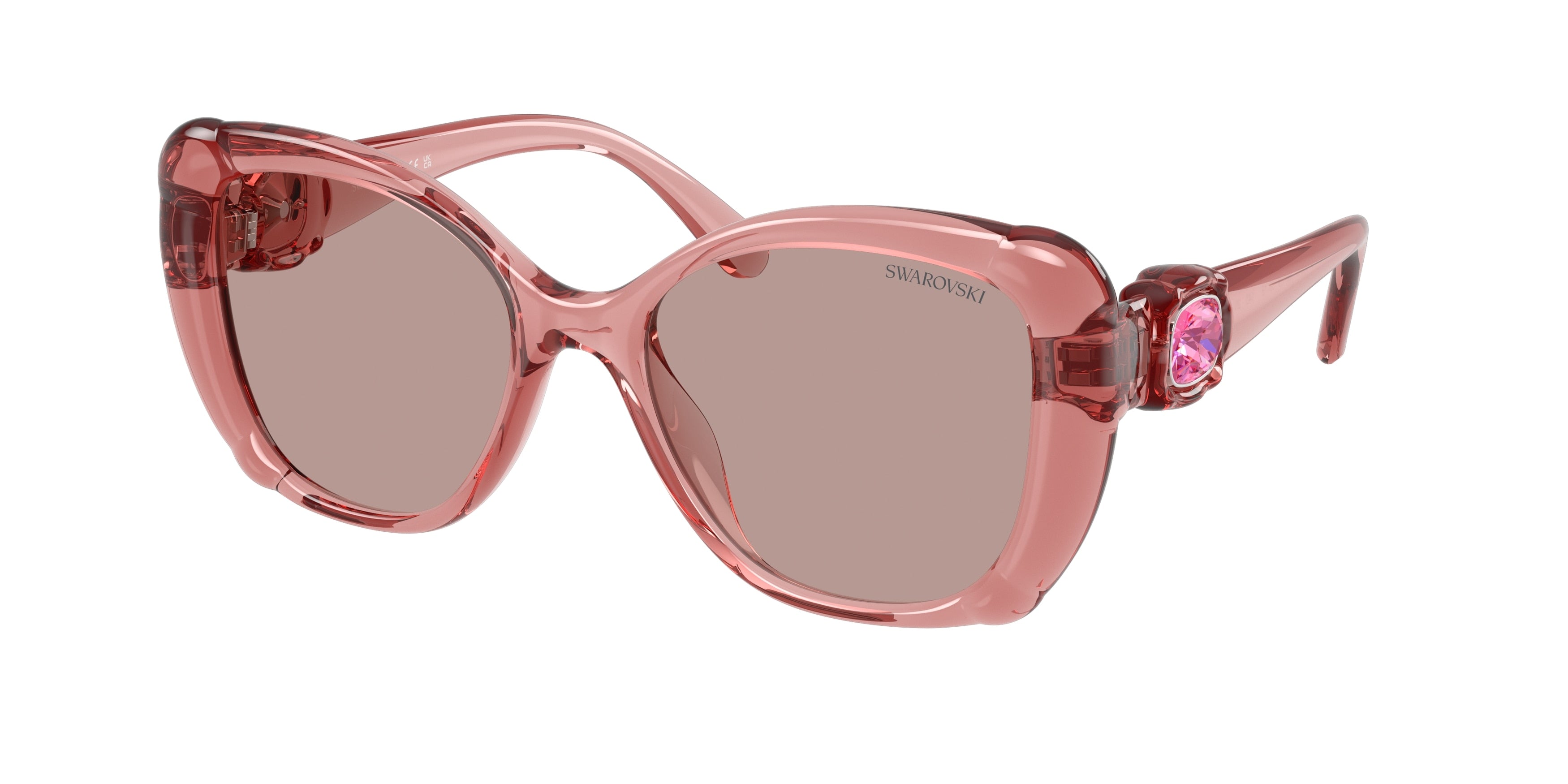 Swarovski SK6051U Sunglasses - Transparent Pink / Light purple brown