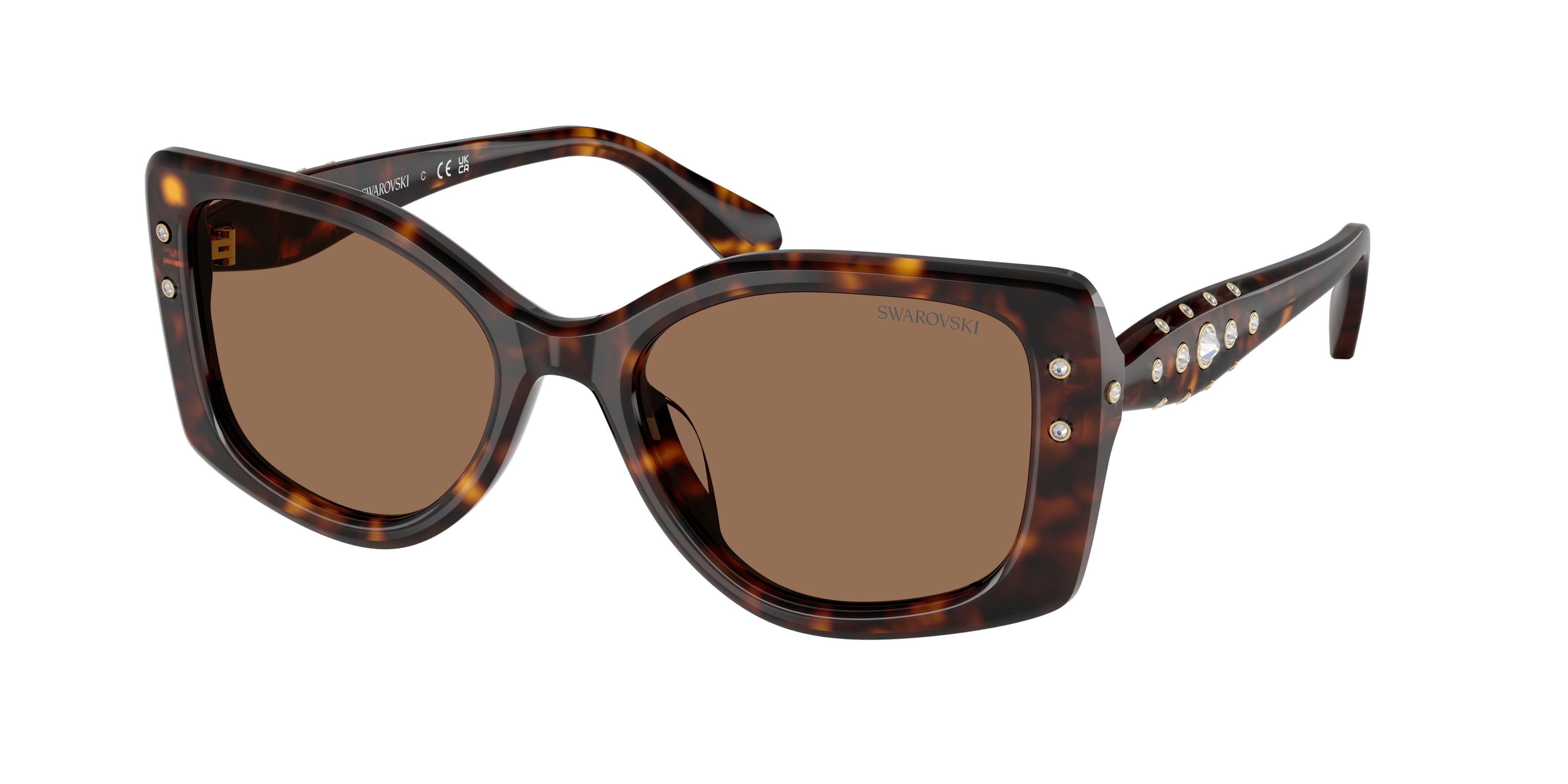 Swarovski SK6058U Sunglasses - Havana / Dark brown