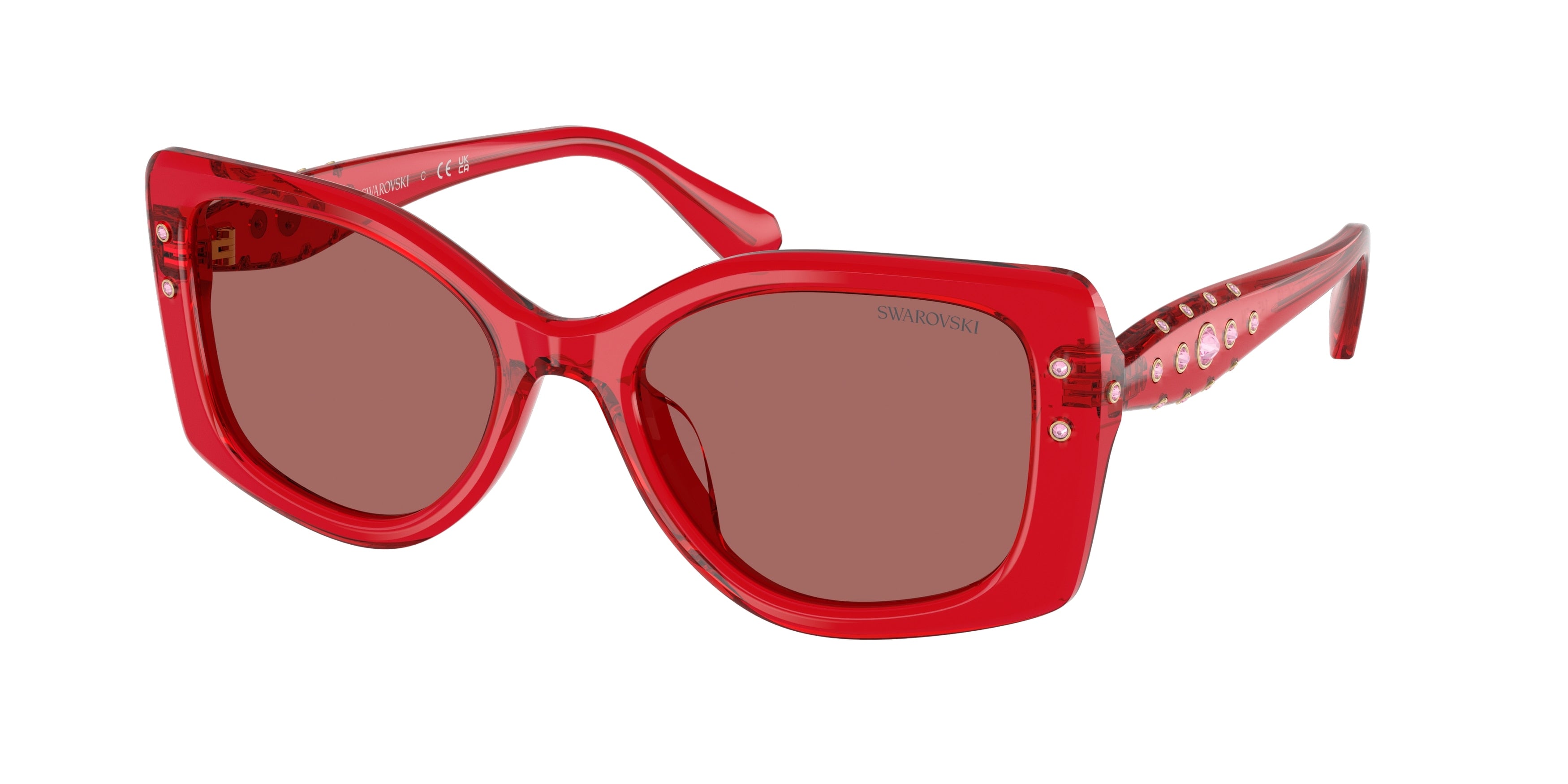 Swarovski SK6058U Sunglasses - Transparent Red / Dark violet