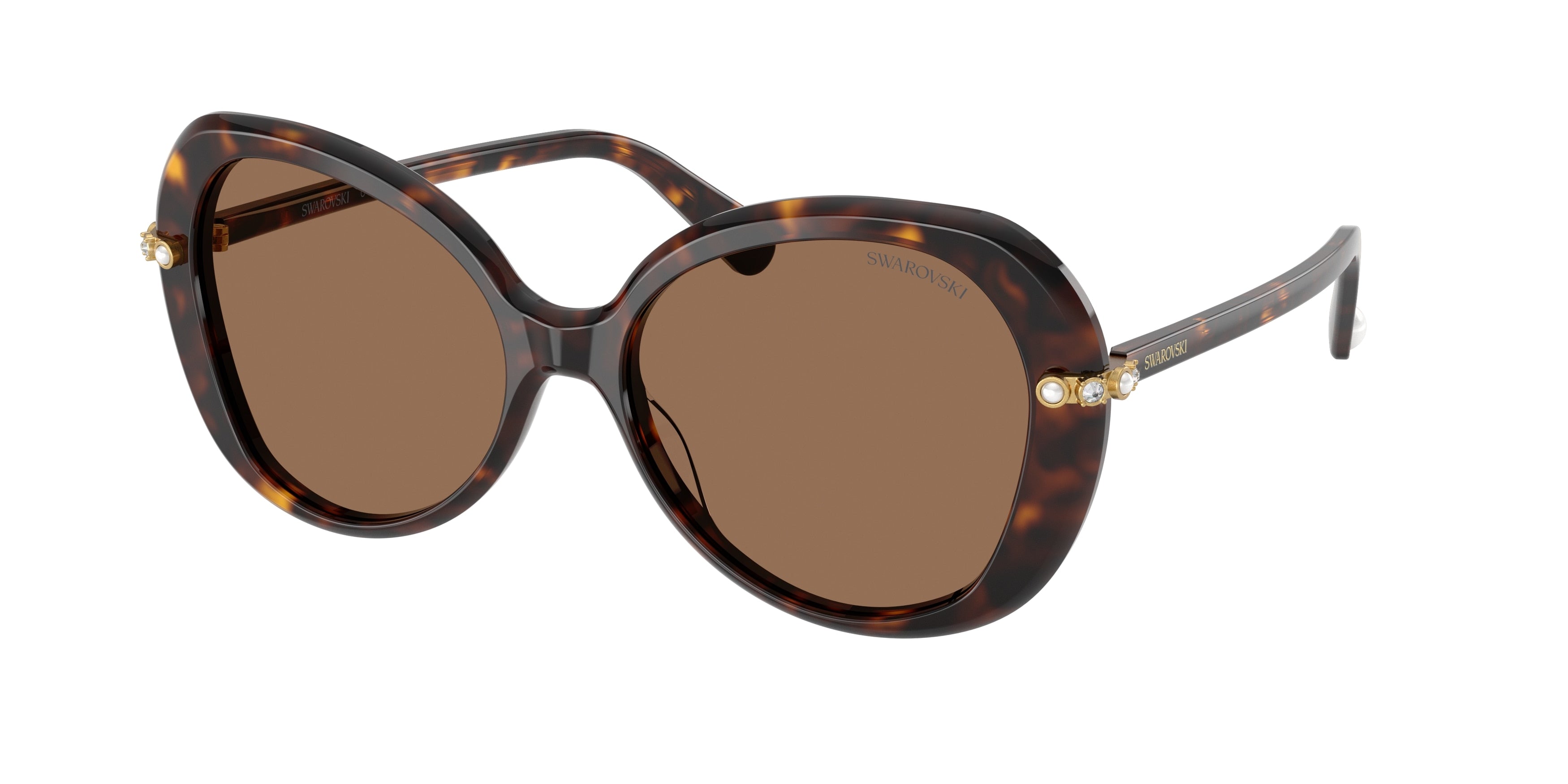 Swarovski SK6059F Sunglasses - Havana / Dark brown