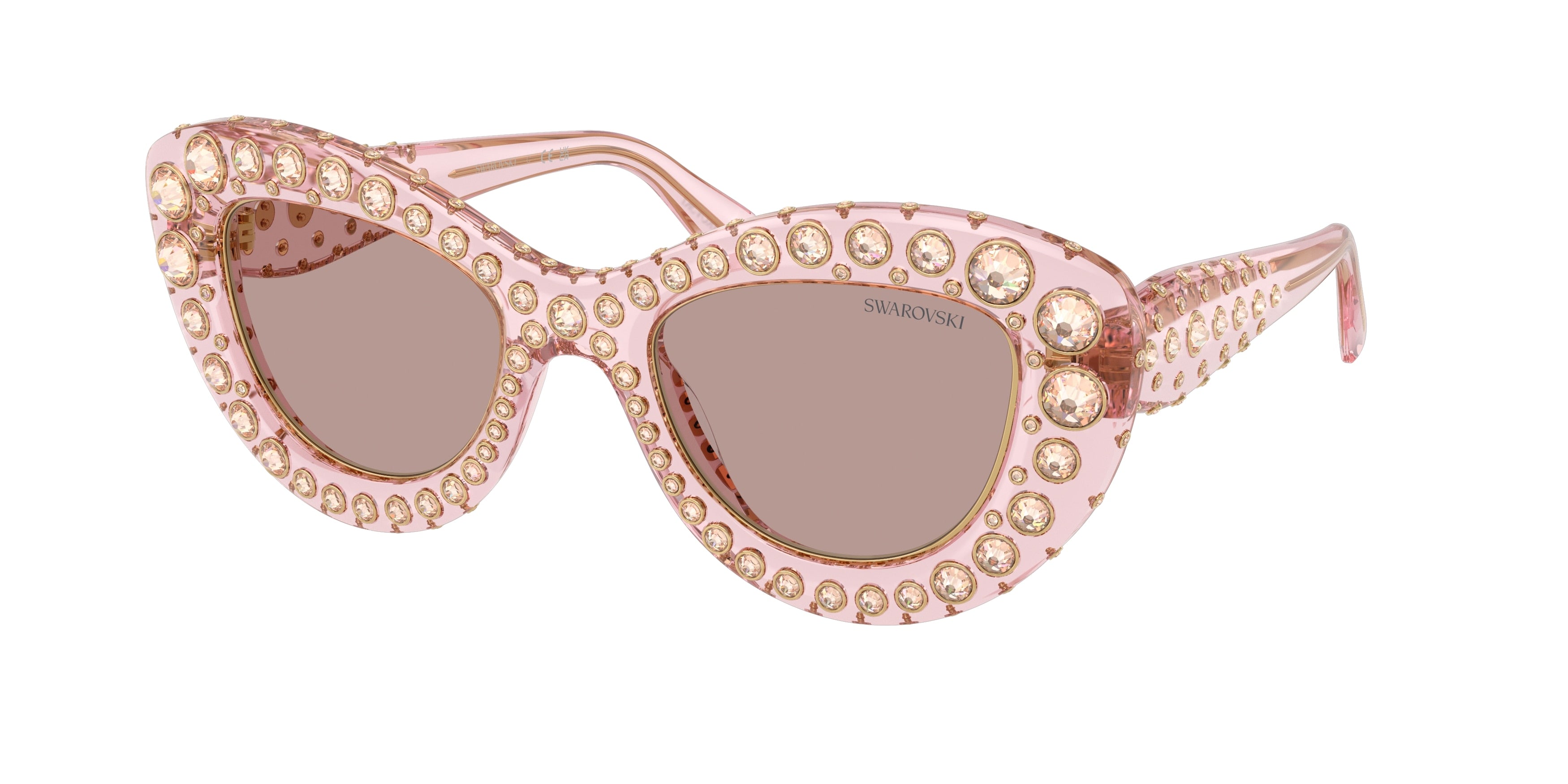 Swarovski SK6060 Sunglasses - Transparent Pink / Light purple brown
