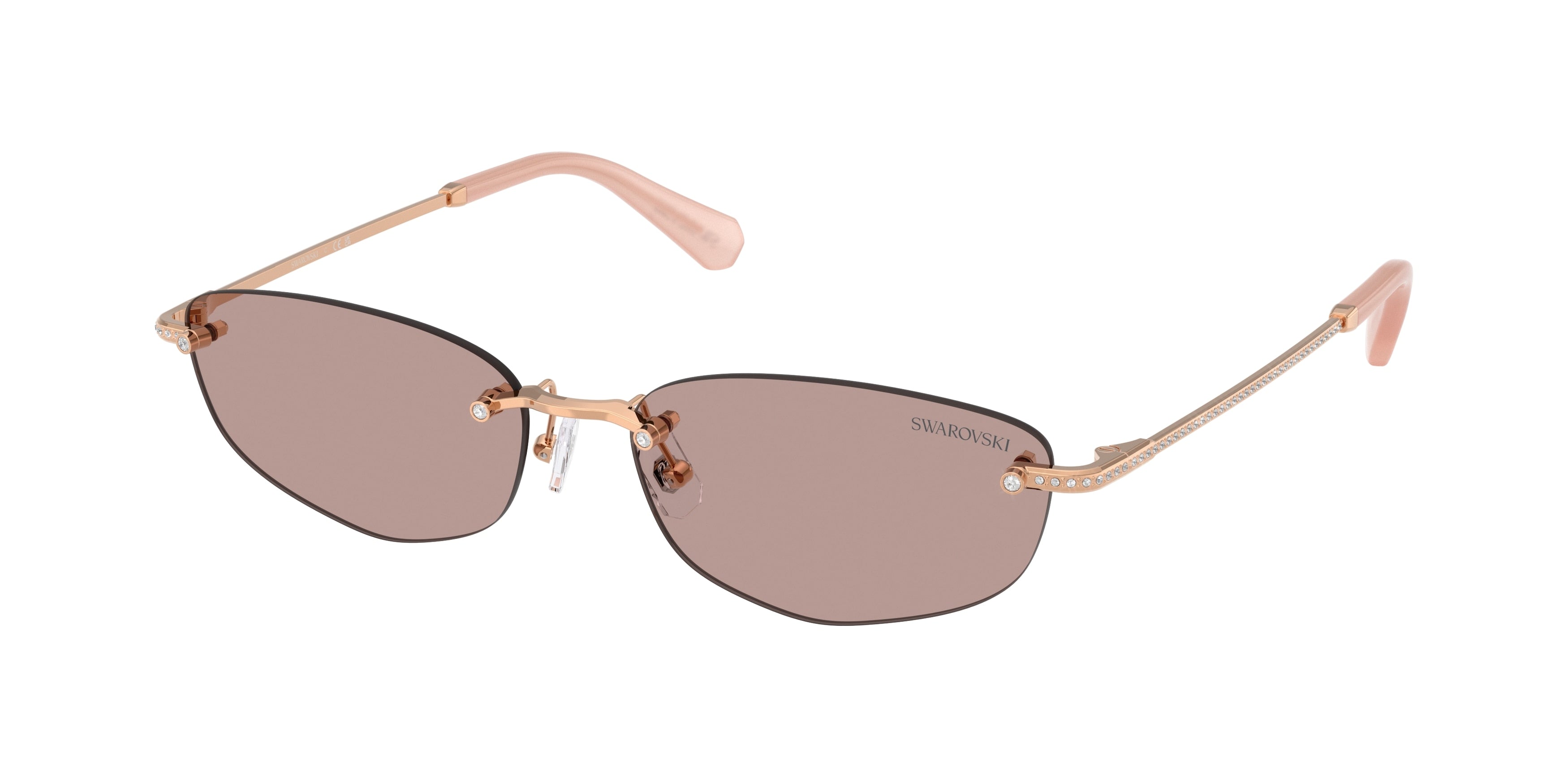 Swarovski SK7045D Sunglasses - Rose Gold / Light purple brown