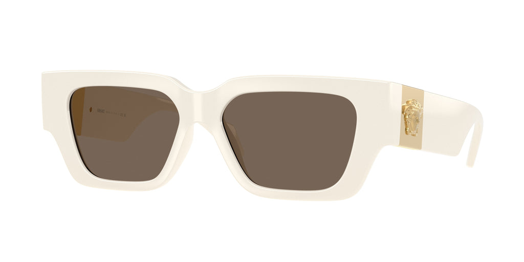Versace VE4497U square sunglasses in white with brown lenses