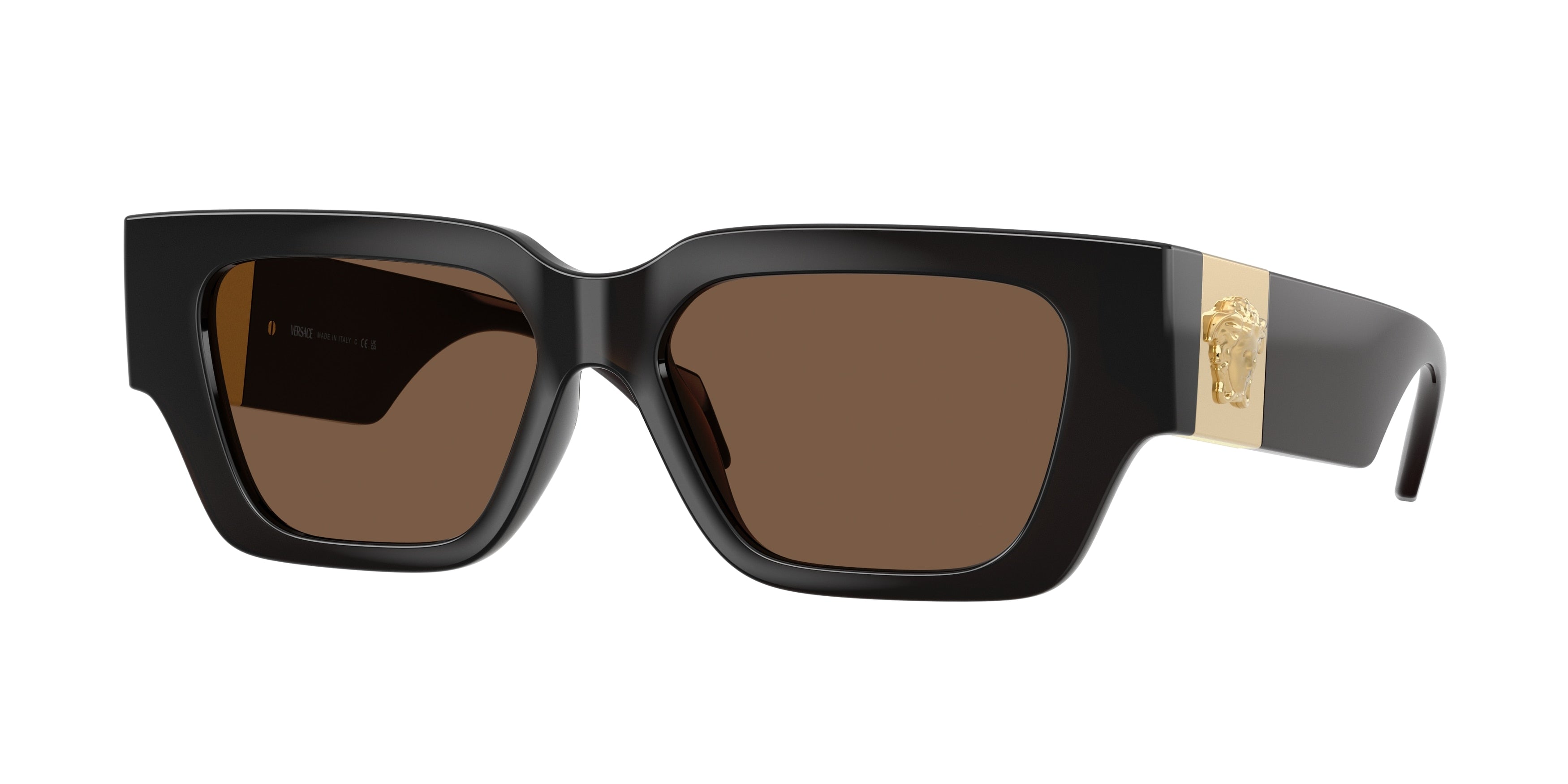 Versace VE4497U square sunglasses in transparent brown with brown lenses